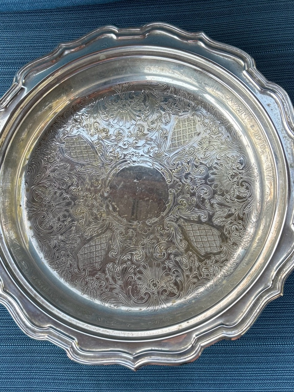Eales 1779 Vintage Silverplate 12” Round Ornate Footed Tray